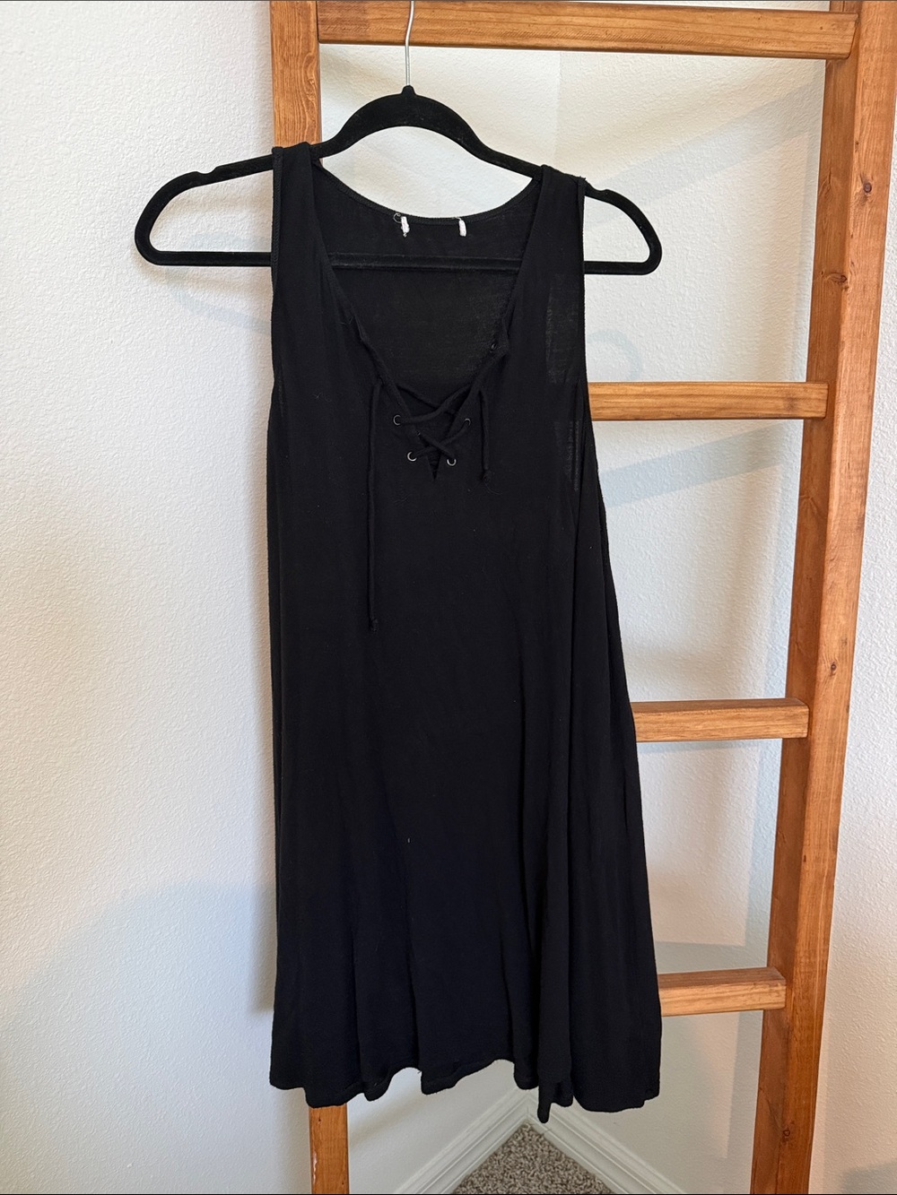 Black Lace-Up Tank Dress